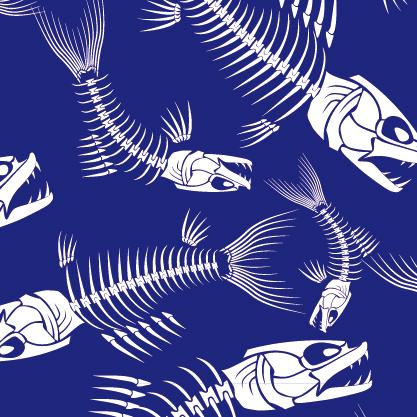 Blue Fish Skeleton