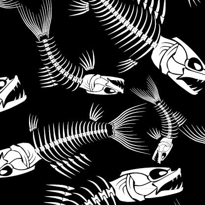 Black Fish Skeleton